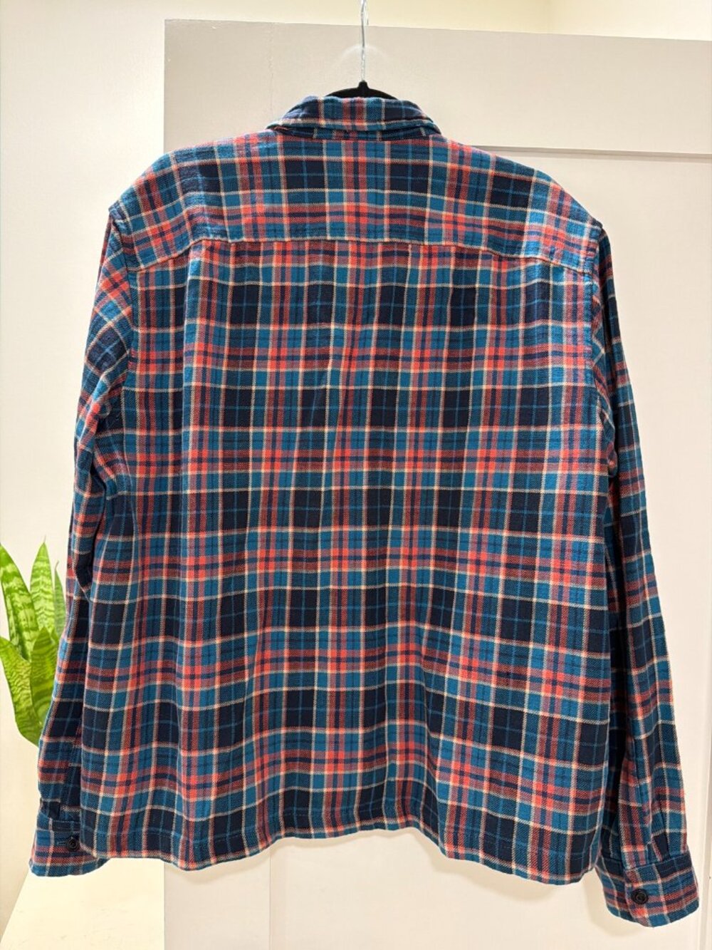 J.Crew Wallace & Barnes Zipper Flannel Shirt Mens Large Plaid Like New
